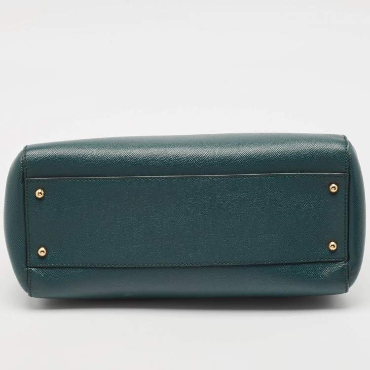 Pre Owned Dolce & Gabbana Green Leather Large Miss Sicily Top Handle Bag