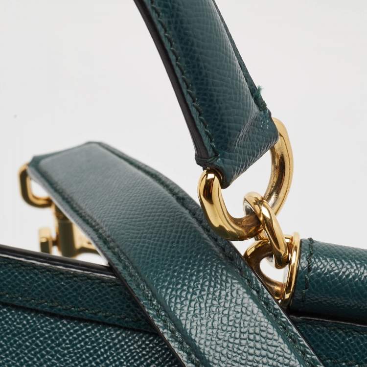 Pre Owned Dolce & Gabbana Green Leather Large Miss Sicily Top Handle Bag