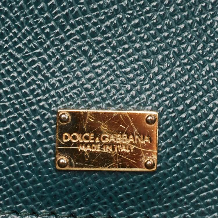 Pre Owned Dolce & Gabbana Green Leather Large Miss Sicily Top Handle Bag