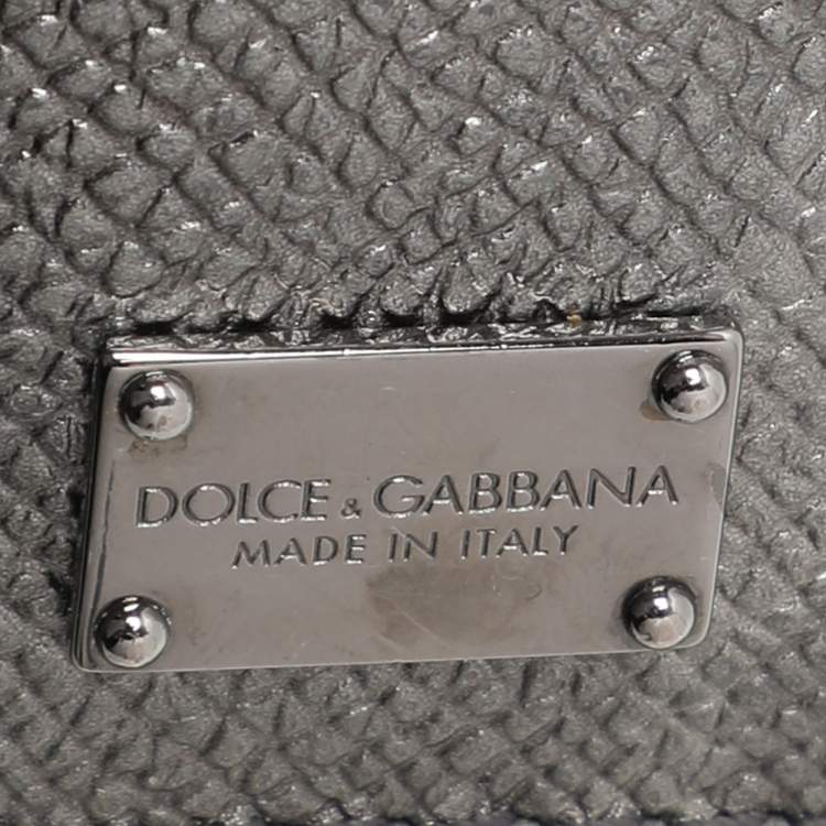 Pre Owned Dolce & Gabbana Silver Leather Medium Miss Sicily Top Handle Bag
