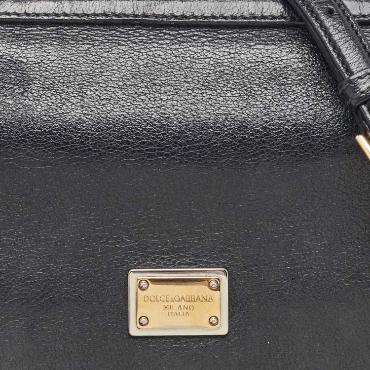 Pre Owned Dolce & Gabbana Black Leather Large Miss Sicily Top Handle Bag