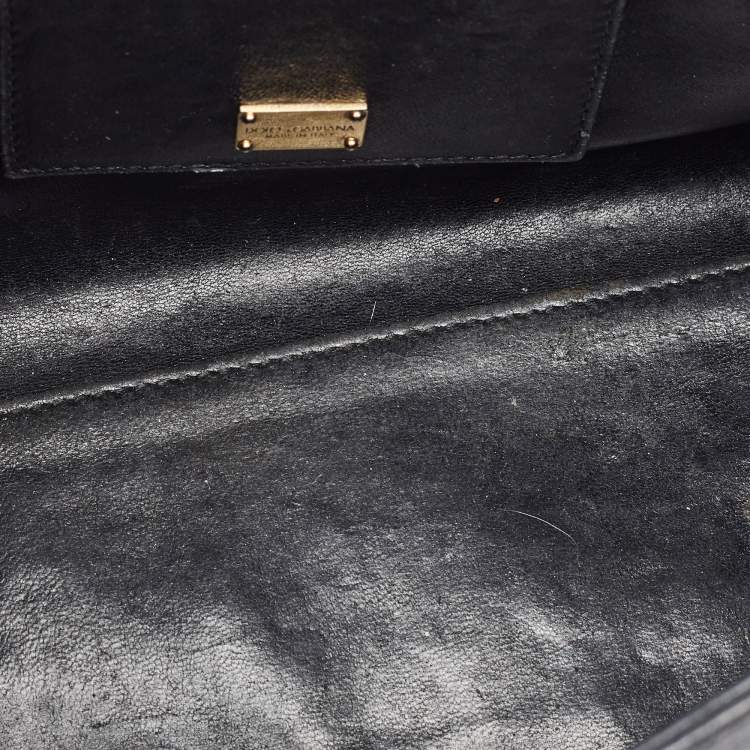 Pre Owned Dolce & Gabbana Black Leather Large Miss Sicily Top Handle Bag