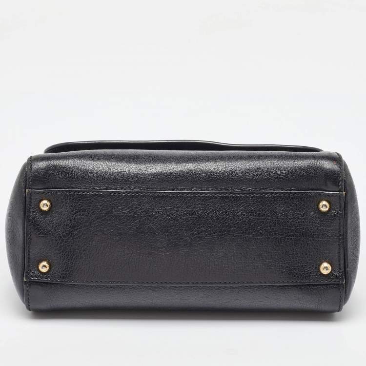 Pre Owned Dolce & Gabbana Black Leather Large Miss Sicily Top Handle Bag