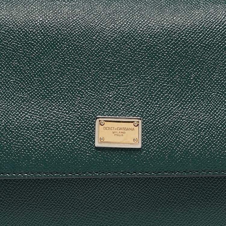 Pre Owned Dolce & Gabbana Green Leather Medium Miss Sicily Top Handle Bag