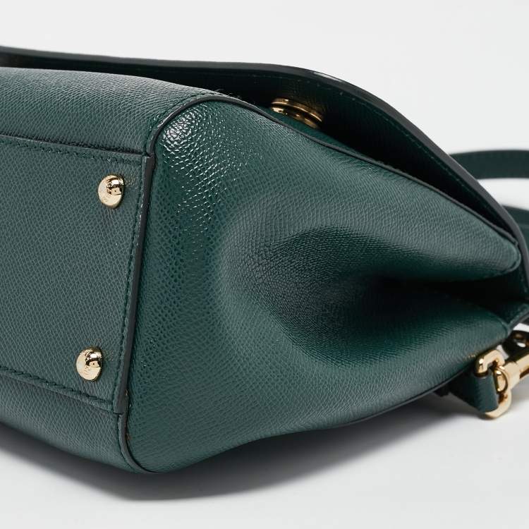 Pre Owned Dolce & Gabbana Green Leather Medium Miss Sicily Top Handle Bag