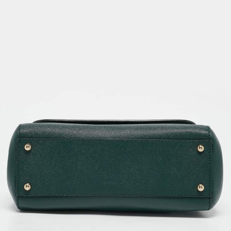 Pre Owned Dolce & Gabbana Green Leather Medium Miss Sicily Top Handle Bag