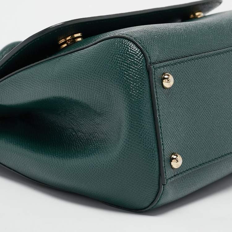 Pre Owned Dolce & Gabbana Green Leather Medium Miss Sicily Top Handle Bag