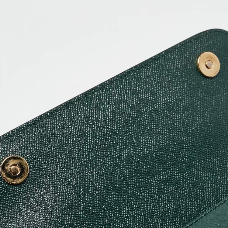 Pre Owned Dolce & Gabbana Green Leather Medium Miss Sicily Top Handle Bag