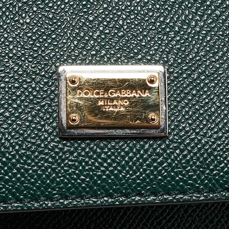 Pre Owned Dolce & Gabbana Green Leather Medium Miss Sicily Top Handle Bag
