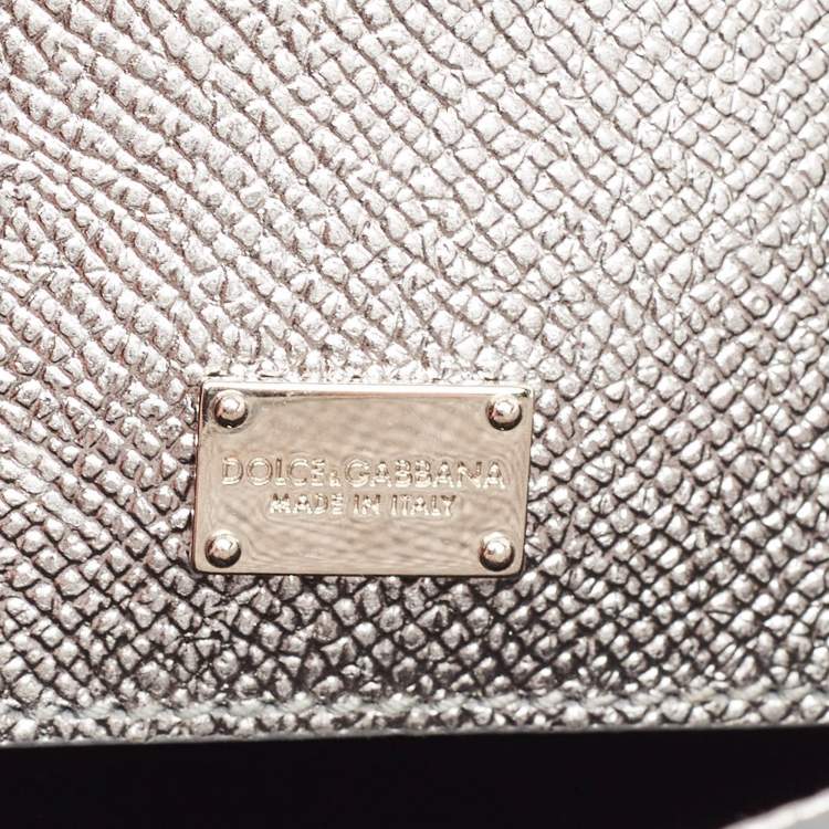 Pre Owned Dolce & Gabbana Silver Leather Medium Miss Sicily Top Handle Bag