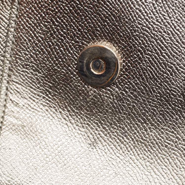 Pre Owned Dolce & Gabbana Silver Leather Medium Miss Sicily Top Handle Bag