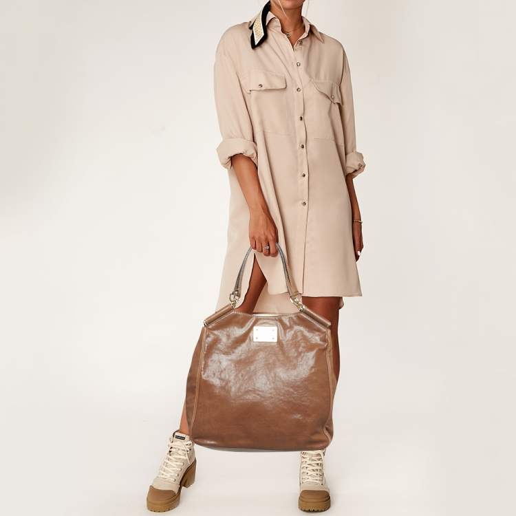 Pre Owned Dolce & Gabbana Brown Leather Miss Sicily Tote