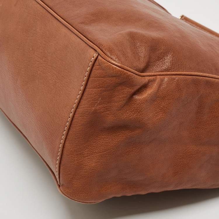 Pre Owned Dolce & Gabbana Brown Leather Miss Sicily Tote