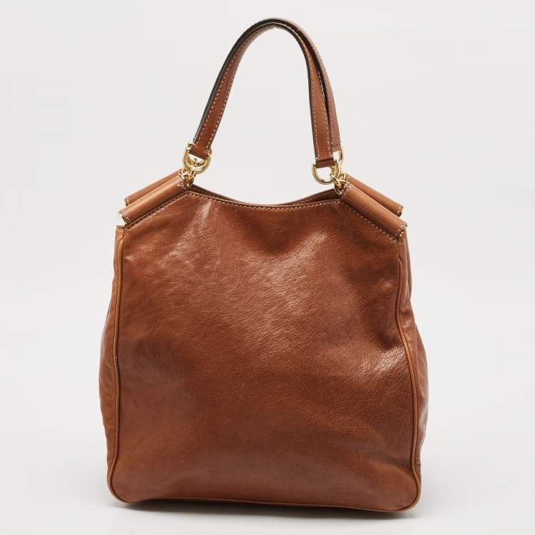 Pre Owned Dolce & Gabbana Brown Leather Miss Sicily Tote