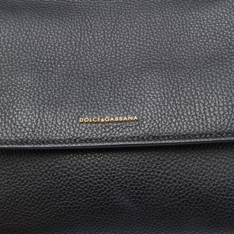 Pre Owned Dolce & Gabbana Black Leather Large Soft Miss Sicily Top Handle Bag