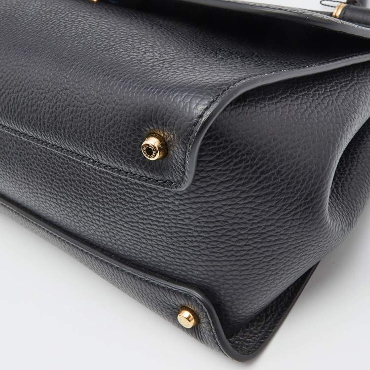 Pre Owned Dolce & Gabbana Black Leather Large Soft Miss Sicily Top Handle Bag