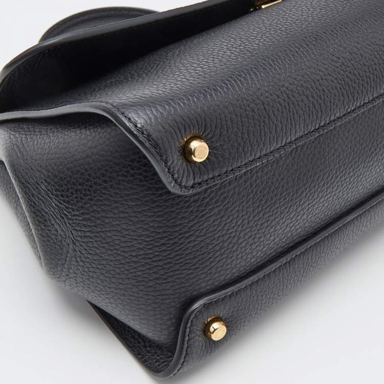 Pre Owned Dolce & Gabbana Black Leather Large Soft Miss Sicily Top Handle Bag