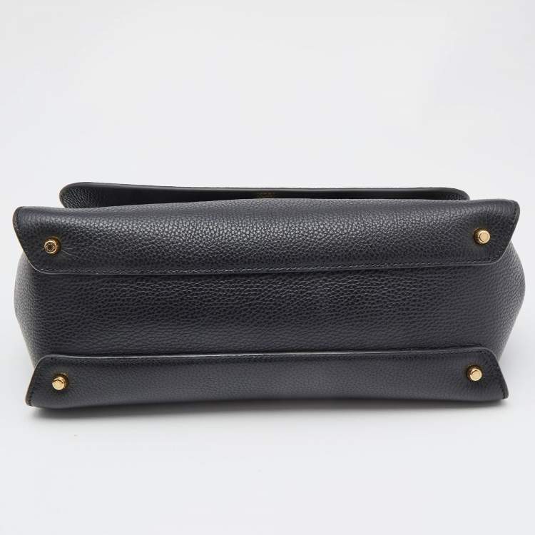 Pre Owned Dolce & Gabbana Black Leather Large Soft Miss Sicily Top Handle Bag