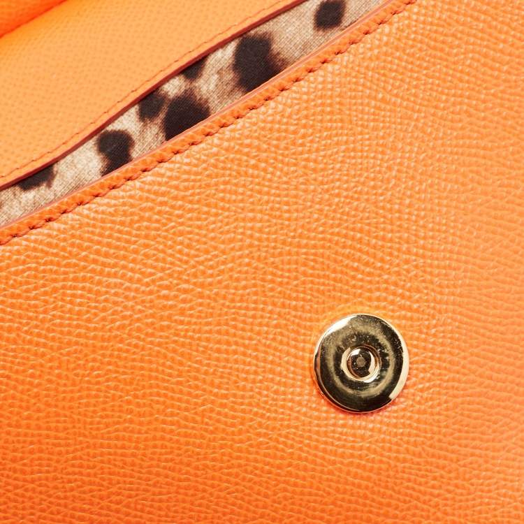 Pre Owned Dolce & Gabbana Orange Leather Small Miss Sicily Top Handle Bag