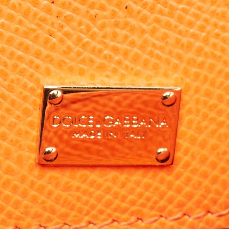 Pre Owned Dolce & Gabbana Orange Leather Small Miss Sicily Top Handle Bag