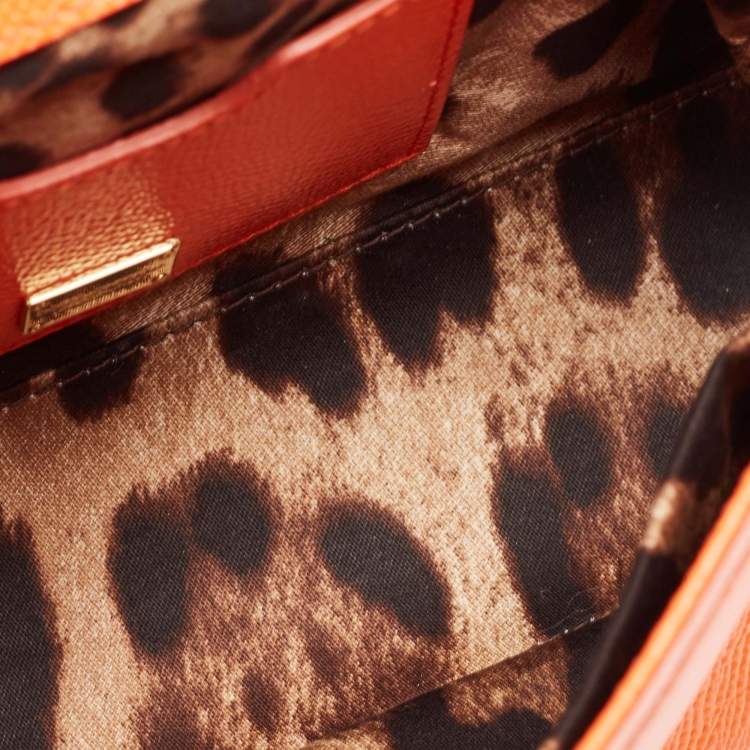 Pre Owned Dolce & Gabbana Orange Leather Small Miss Sicily Top Handle Bag