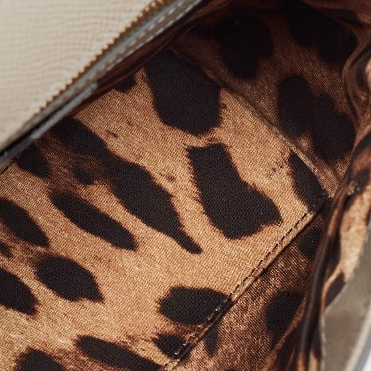 Pre Owned Dolce & Gabbana Grey Leather Medium Miss Sicily Top Handle Bag