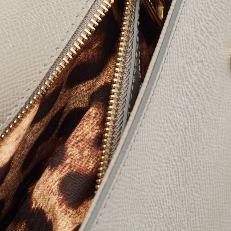 Pre Owned Dolce & Gabbana Grey Leather Medium Miss Sicily Top Handle Bag