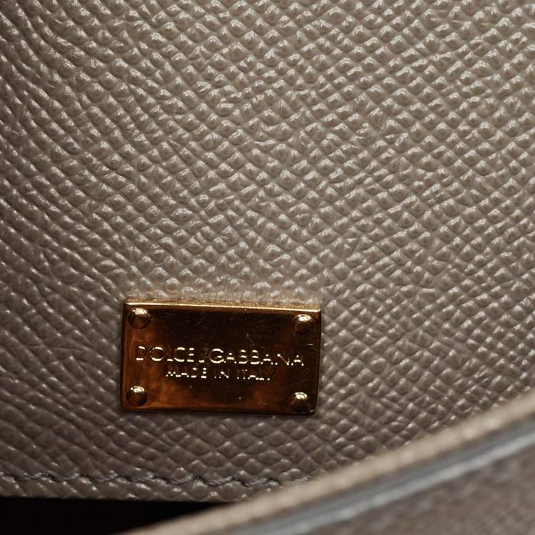 Pre Owned Dolce & Gabbana Grey Leather Medium Miss Sicily Top Handle Bag