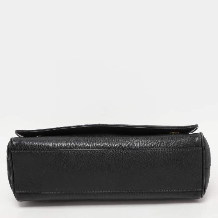 Pre Owned Dolce & Gabbana Black Leather Miss Sicily Chain Top Handle Bag