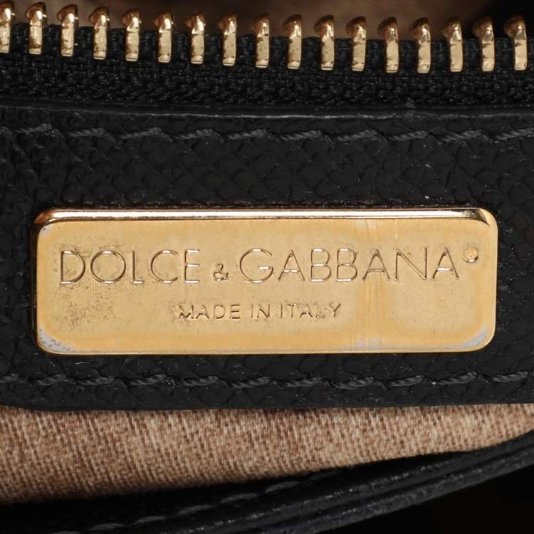 Pre Owned Dolce & Gabbana Black Leather Miss Sicily Chain Top Handle Bag