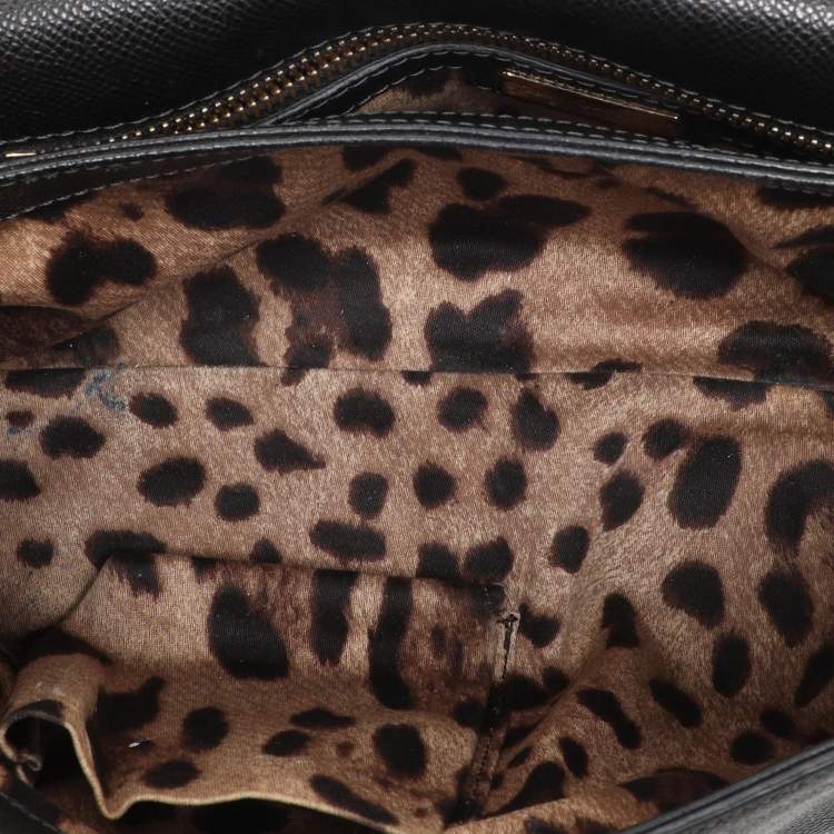 Pre Owned Dolce & Gabbana Black Leather Miss Sicily Chain Top Handle Bag