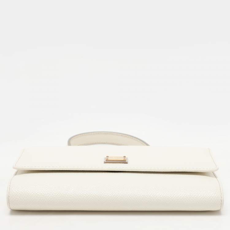 Pre Owned Dolce & Gabbana White Leather Miss Sicily Von Wallet On Chain