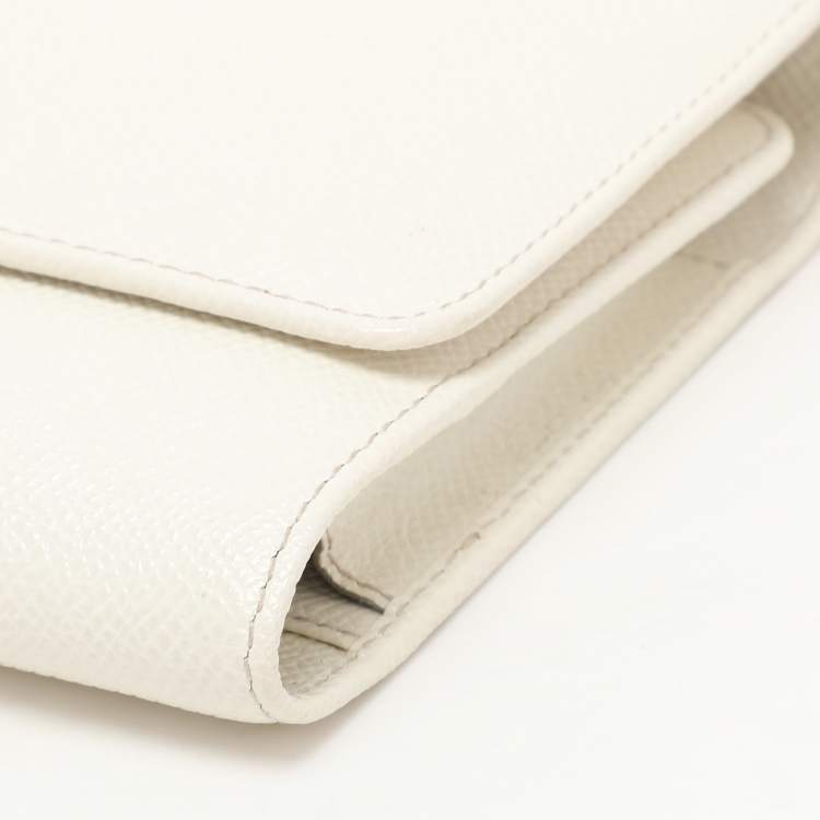 Pre Owned Dolce & Gabbana White Leather Miss Sicily Von Wallet On Chain