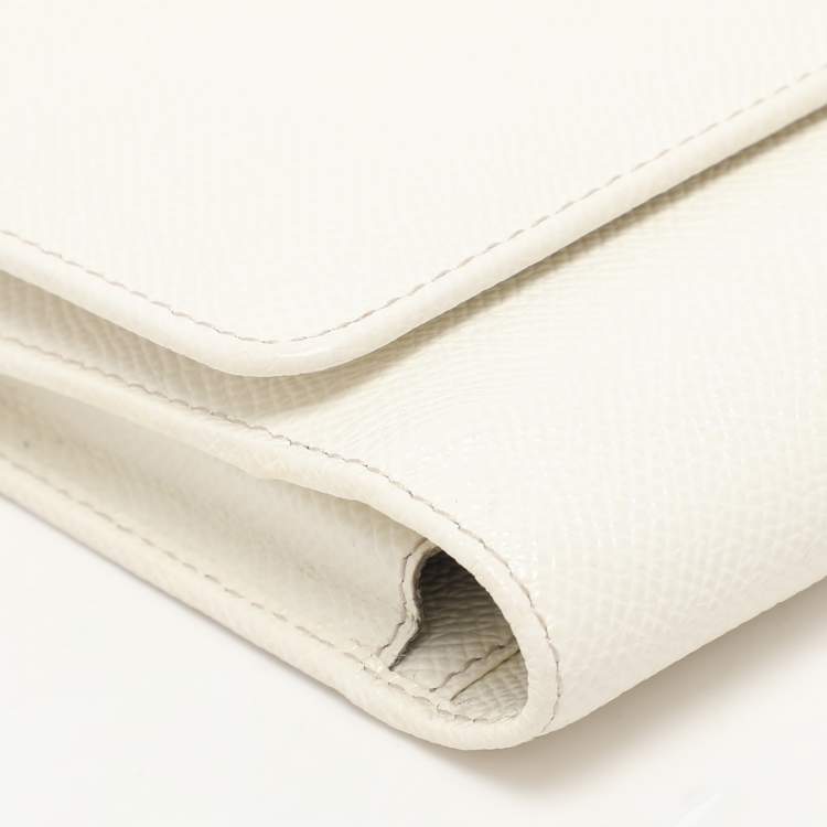 Pre Owned Dolce & Gabbana White Leather Miss Sicily Von Wallet On Chain