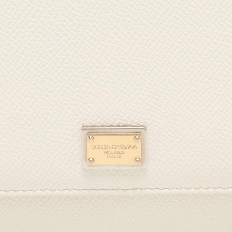 Pre Owned Dolce & Gabbana White Leather Miss Sicily Von Wallet On Chain