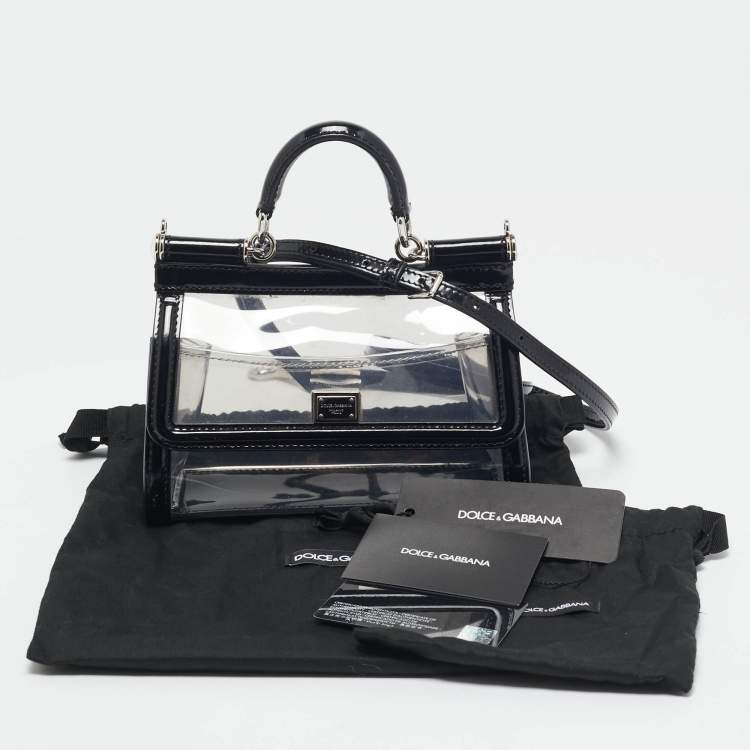 Pre Owned Dolce & Gabbana Black/Clear PVC Mini Miss Sicily Top Handle Bag