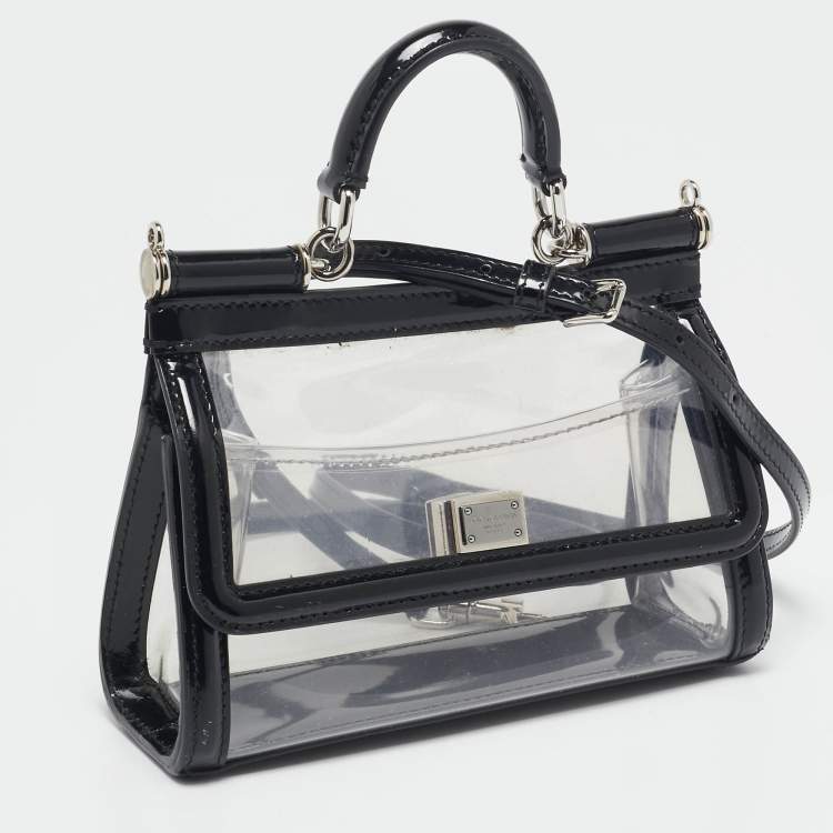 Pre Owned Dolce & Gabbana Black/Clear PVC Mini Miss Sicily Top Handle Bag