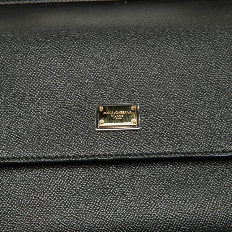 Pre Owned Dolce & Gabbana Black Leather Large Miss Sicily Top Handle Bag