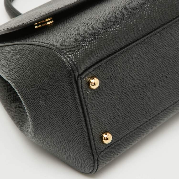 Pre Owned Dolce & Gabbana Black Leather Large Miss Sicily Top Handle Bag