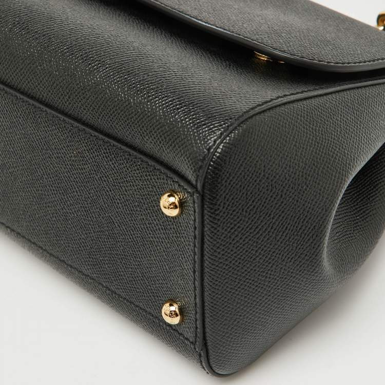 Pre Owned Dolce & Gabbana Black Leather Large Miss Sicily Top Handle Bag