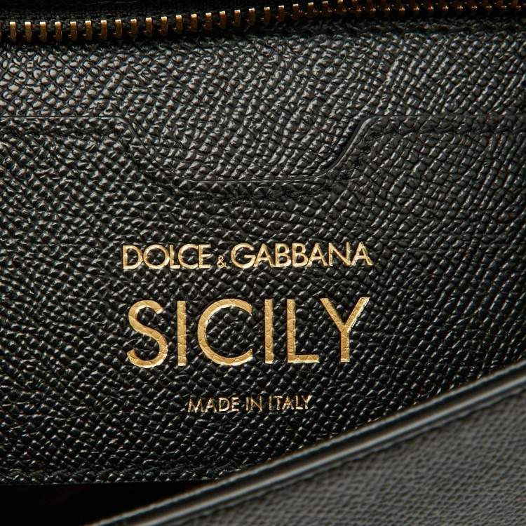 Pre Owned Dolce & Gabbana Black Leather Large Miss Sicily Top Handle Bag
