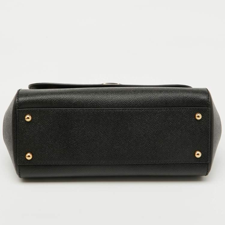 Pre Owned Dolce & Gabbana Black Leather Large Miss Sicily Top Handle Bag