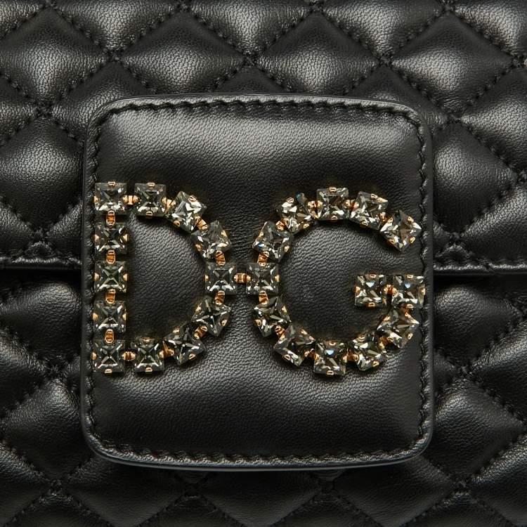 Pre Owned Dolce & Gabbana Black Quilted Leather DG Millennials Flap Shoulder Bag