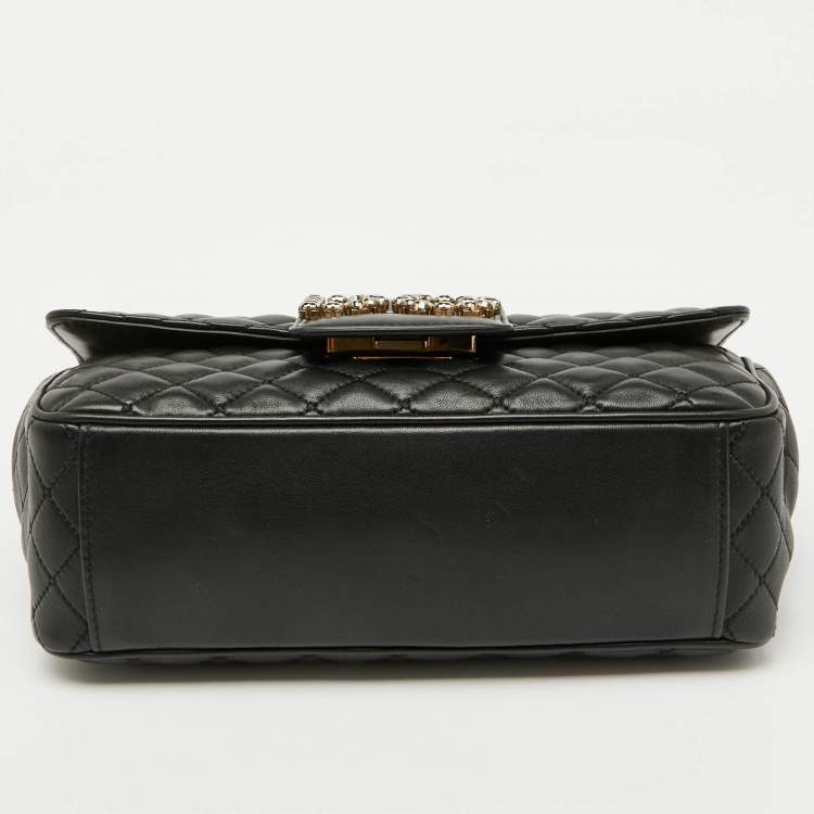Pre Owned Dolce & Gabbana Black Quilted Leather DG Millennials Flap Shoulder Bag