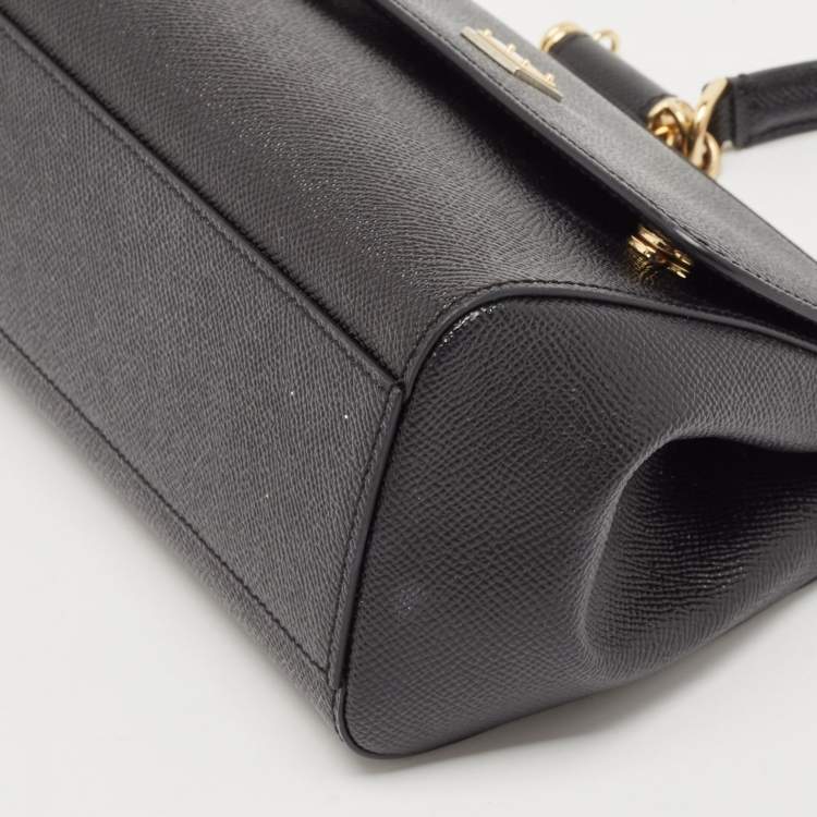 Pre Owned Dolce & Gabbana Black Leather Small Miss Sicily Top Handle Bag