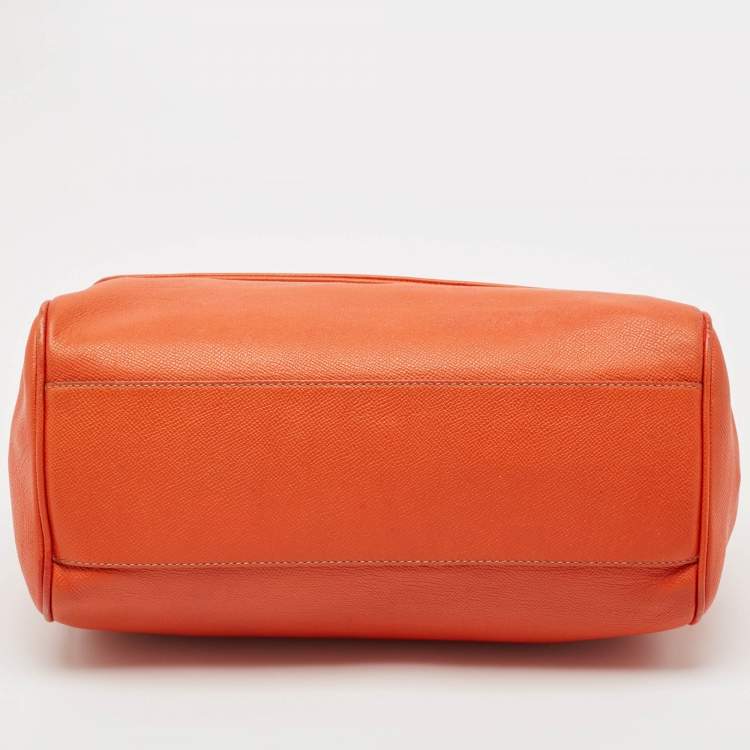 Pre Owned Dolce & Gabbana Orange Leather Large Miss Sicily Top Handle Bag