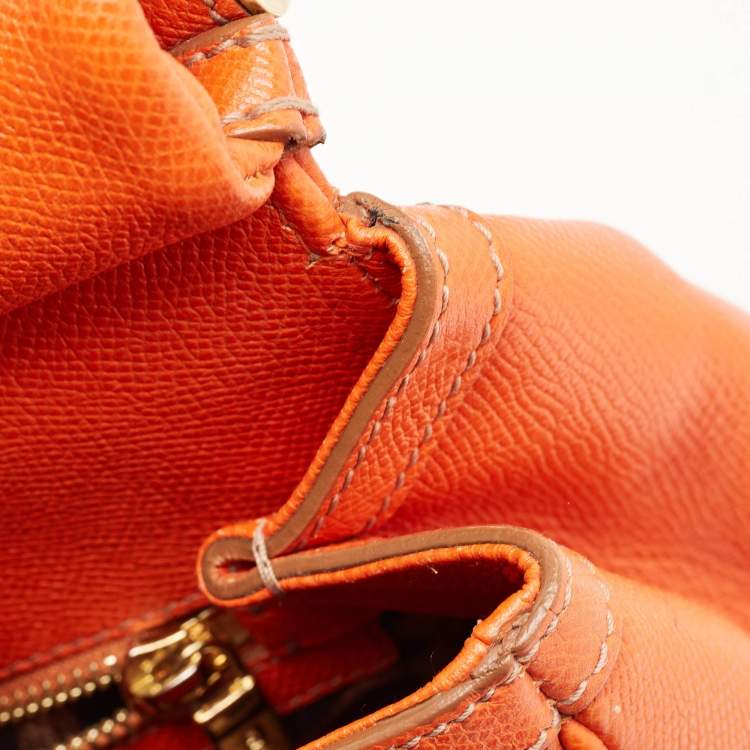 Pre Owned Dolce & Gabbana Orange Leather Large Miss Sicily Top Handle Bag
