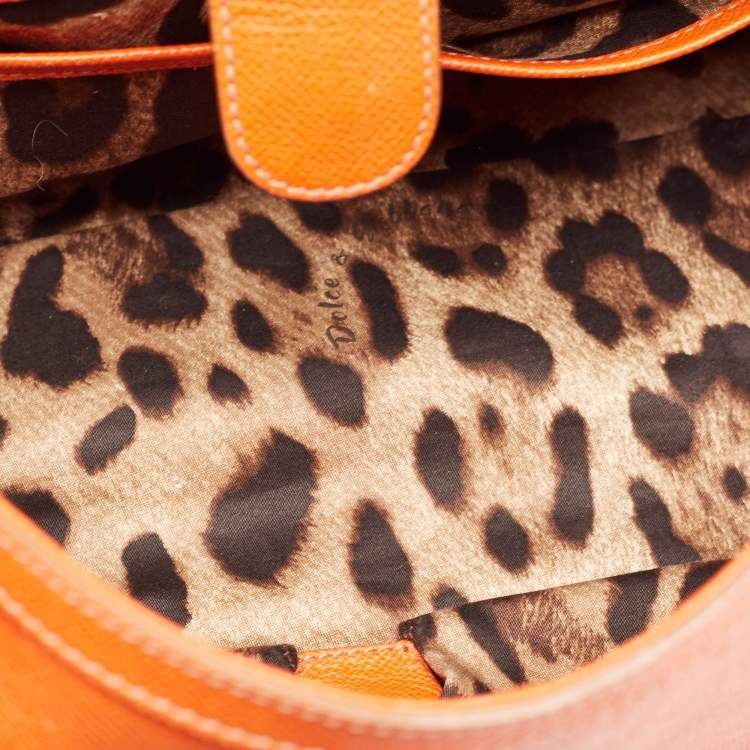 Pre Owned Dolce & Gabbana Orange Leather Large Miss Sicily Top Handle Bag