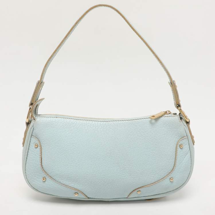 Pre Owned Dolce & Gabbana Turquoise Leather Shoulder Bag