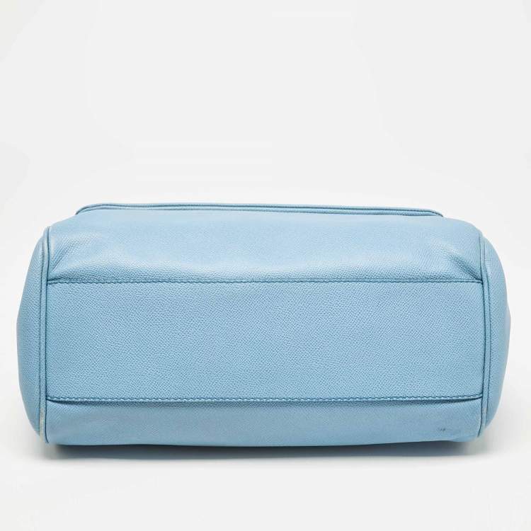 Pre Owned Dolce & Gabbana Blue Leather Large Miss Sicily Top Handle Bag